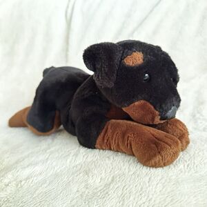 Kids Preferred Plush Realistic Rottweiler Dog Black Brown Stuffed Animal 12” Toy